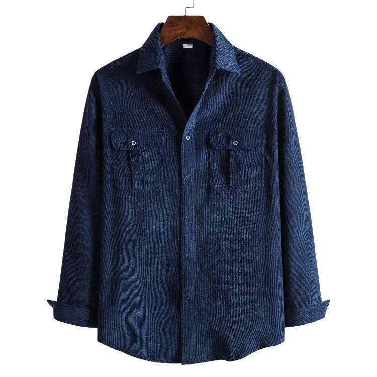 Autumn Long-Sleeve Corduroy Shirt Men Dress Fashion Multiple Colors Solid Oversize Shirts Tops For Man Camisas Para Hombre M-3XL | Мужская
