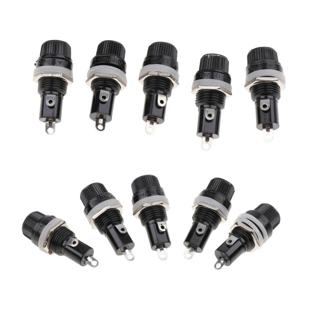 10 шт. AC 125V 15Amp / 250V 10Amp PCB панель Держатель предохранителя для 5X20 мм стеклянных