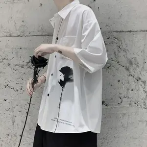 2020 Летняя мужская Свободная рубашка с гавайским принтом, рубашка с короткими рукавами, Camisa Masculina, мужские модные рубашки с французскими манжетами, M-5XL