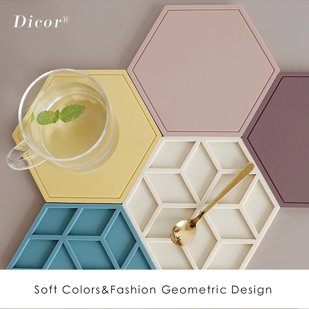 25 видов Шестигранная силиконовая подставка под кружку теплоизоляционная для