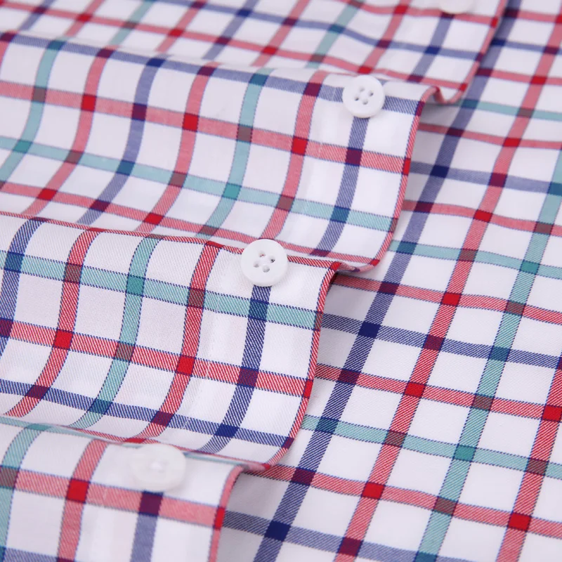 Для мужчин с длинным рукавом контраст Клетчатый плед хлопковые рубашки Без