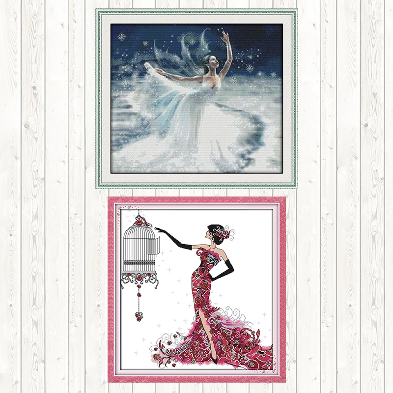 

Ballet on Ice 14CT 11CT Counted and Stamped DMC Cotton Thread Printed Canvas DIY Needlework Crafts Cross Stitch Embroidery Kits