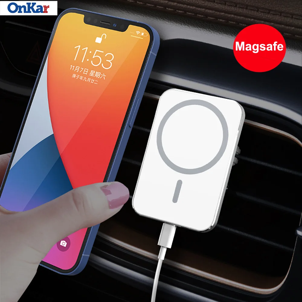 

Magnetique Charger Holder for iPhone 12/12 Pro Max/12 mini Qi Wireless Magnetic Car Mount for Apple Iphone 15W