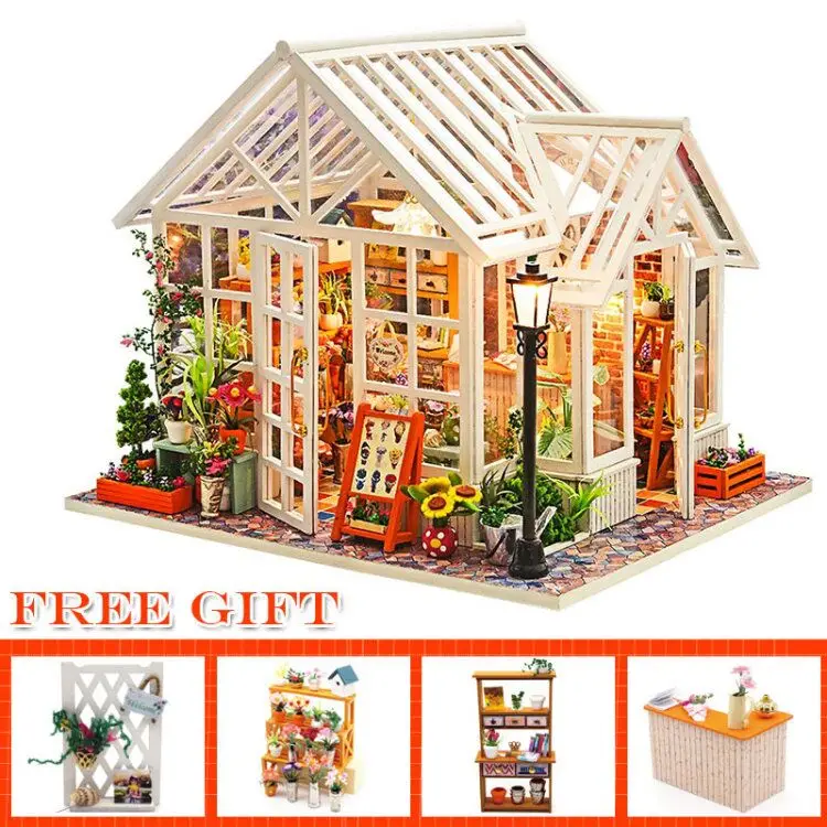 CUTEBEE DIY кукольный домик деревянные кукольные домики Миниатюрный Кукольный дом набор мебели Каса музыка светодиодные игрушки для детей подарок на день рождения M21 - Цвет: M09A