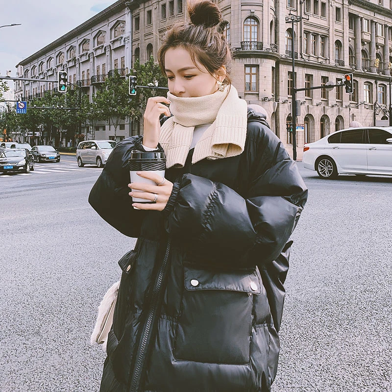 

Unua amo Oversized Winter Jacket Women Warm Hooded Down-padded Parka 2021 Fashion Glossy Waterproof Black Bubble Coat Female