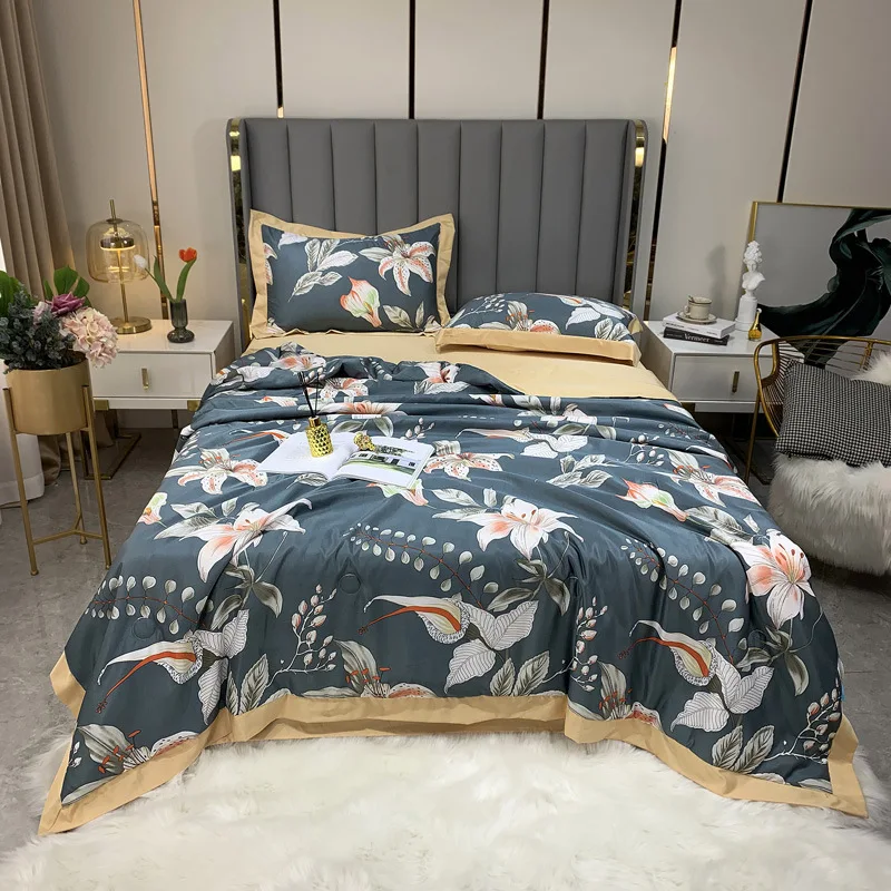 

Throws Bedspread Bed Covers Set Summer Silk Air Conditioning Quilt Comforter Blanket Home Textiles Suitable for Children Adult