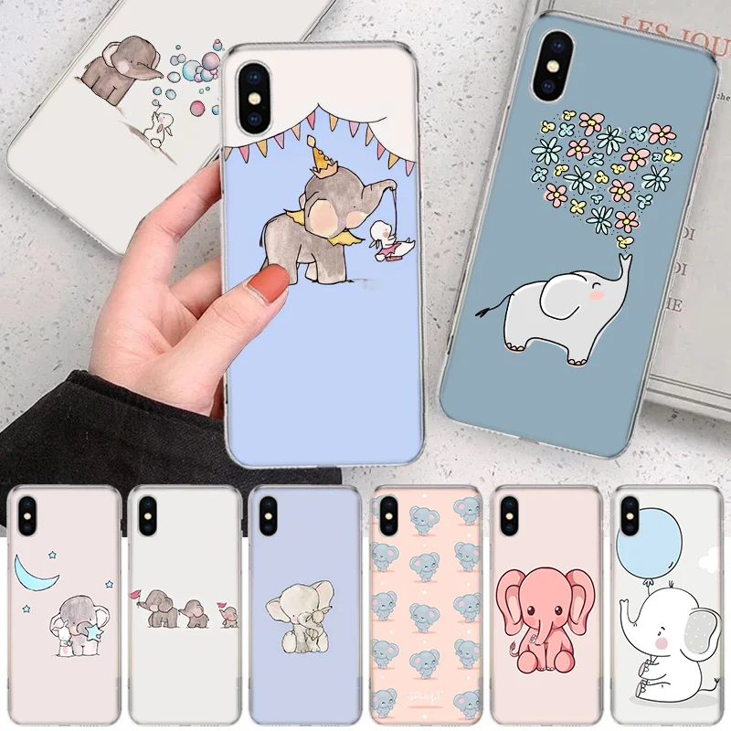

Cute Elephant rabbit Bunny Soft Phone Case For IPhone 11 12 13 14 Pro MAX XR X XS Mini Apple 8 7 Plus 6 6S SE 5S Fundas Coque