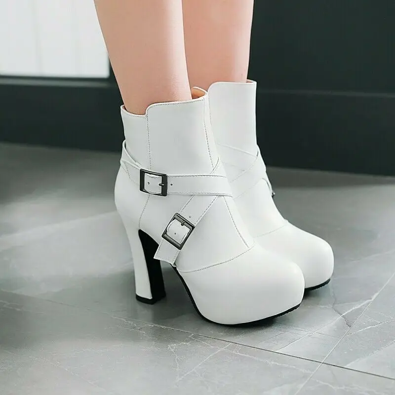 

Elegant Women's Winter Autumn Block Heel Round Toe Outdoor Knight Ankle Boots