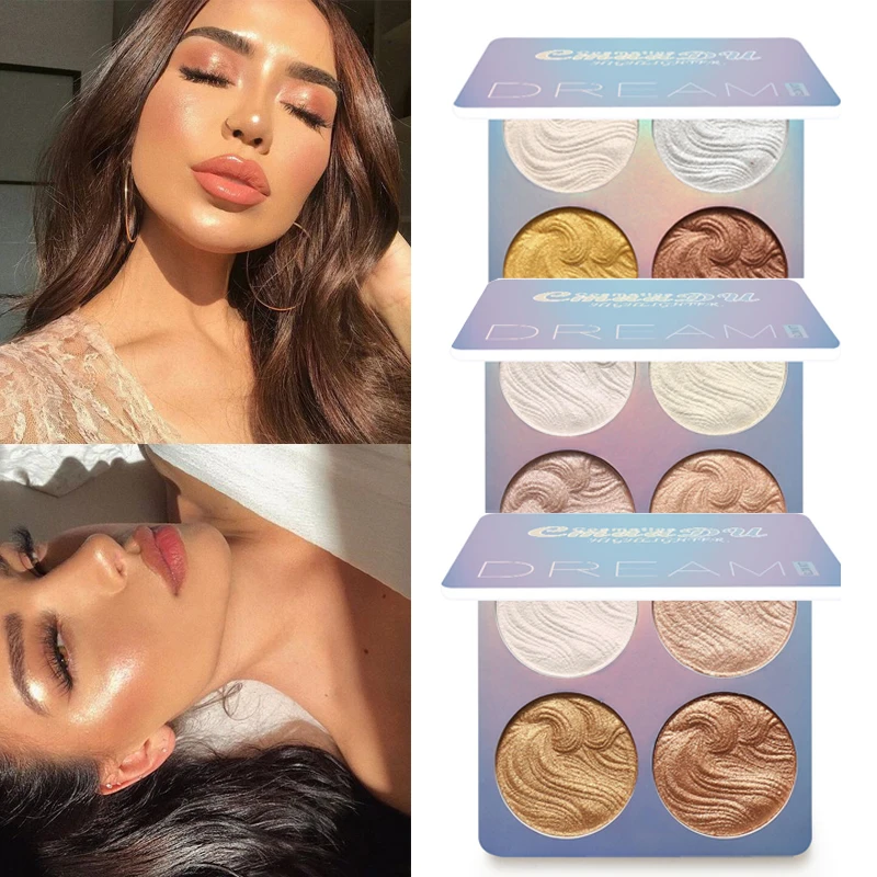 Сияющий макияж 4 цвета highlighter палитра пудры осветитель контурный бронзатор для