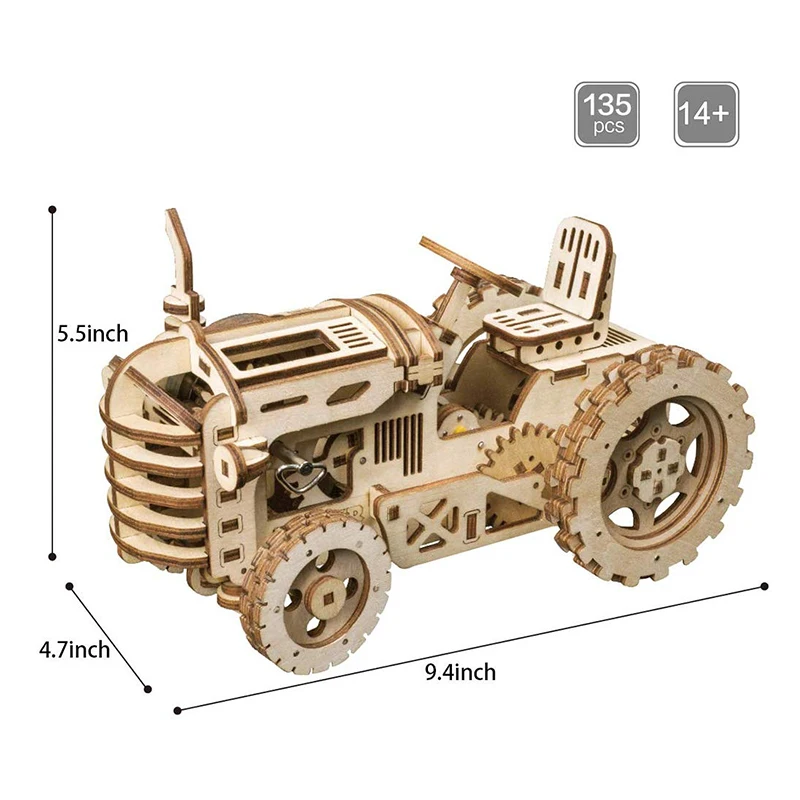 ROKR DIY механическое зубчатое колесо Трактор Модель Строительный комплект 3D деревянные головоломки сборки игрушки для детей Прямая LK401