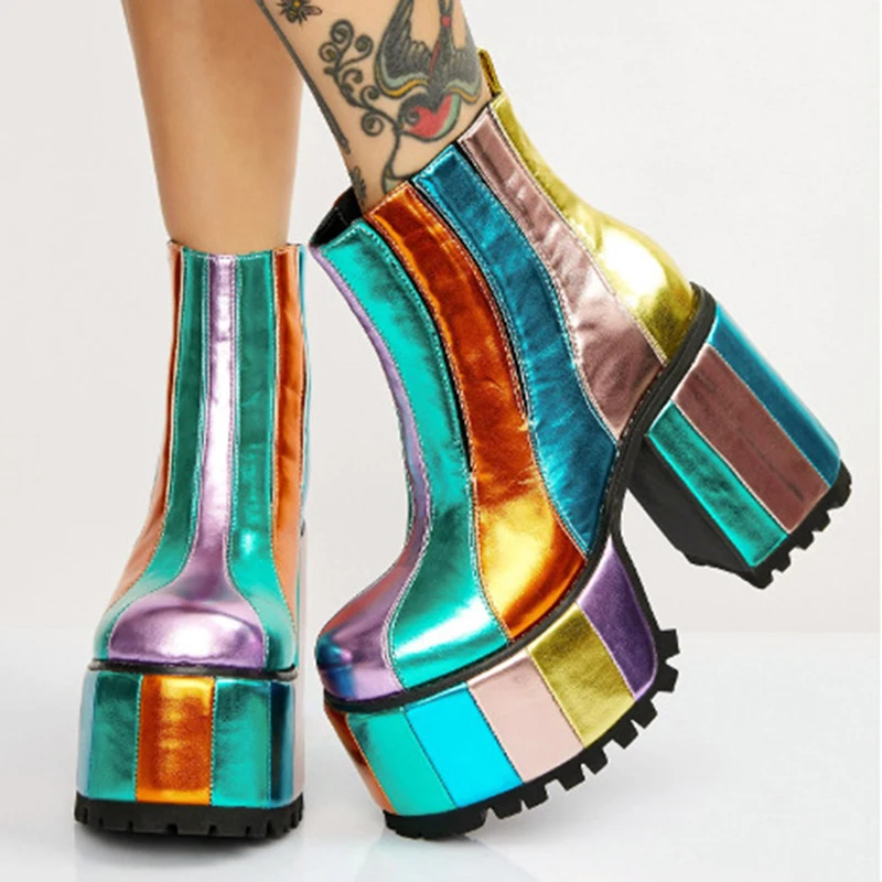 

2022 New Arrival Women Retro Ankle Boots Zip High Heels Platform Boots Sexy Party Prom Night Club Shoes Woman
