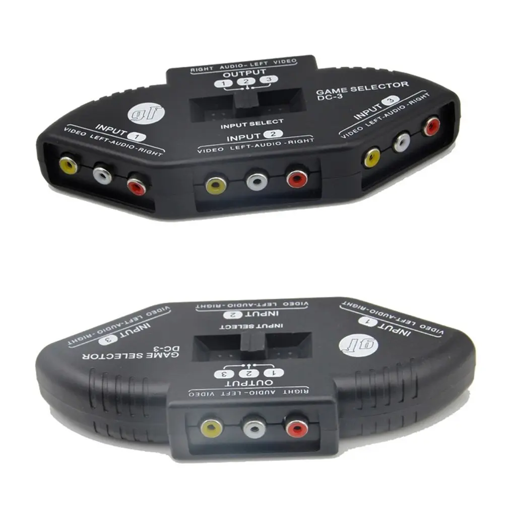 

3-Way Audio Video AV RCA Black Switch Selector Box Splitter with/3 RCA Cable