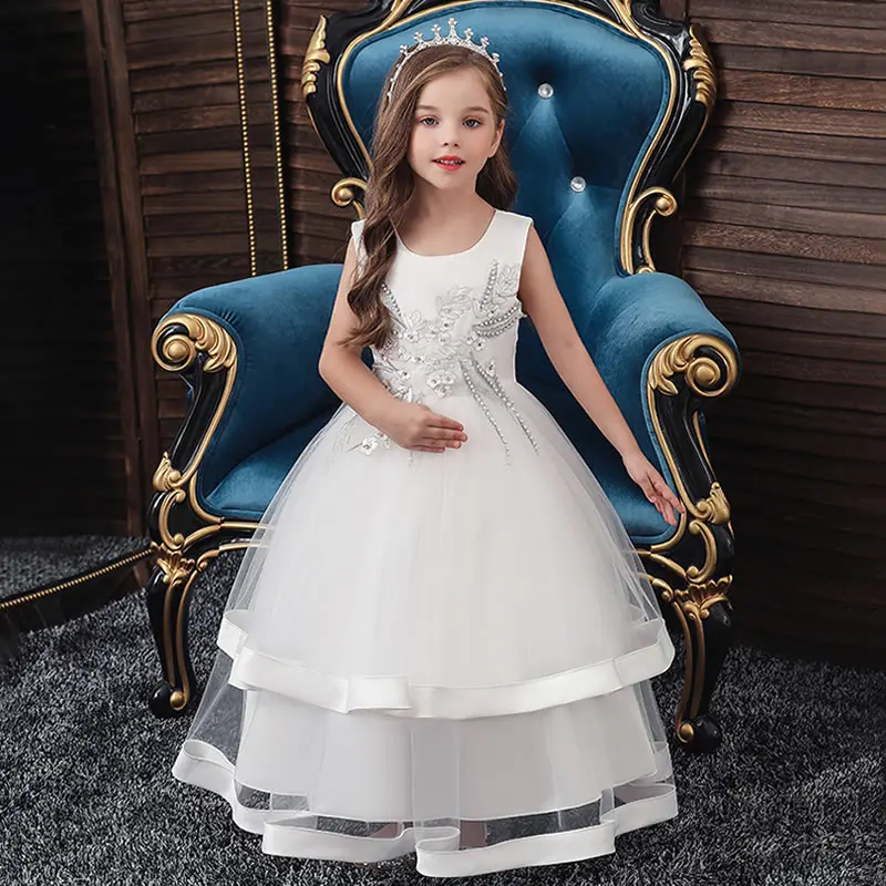 Платье для девочек на свадьбу с цветочным рисунком От 3 до 12 лет детское вечернее