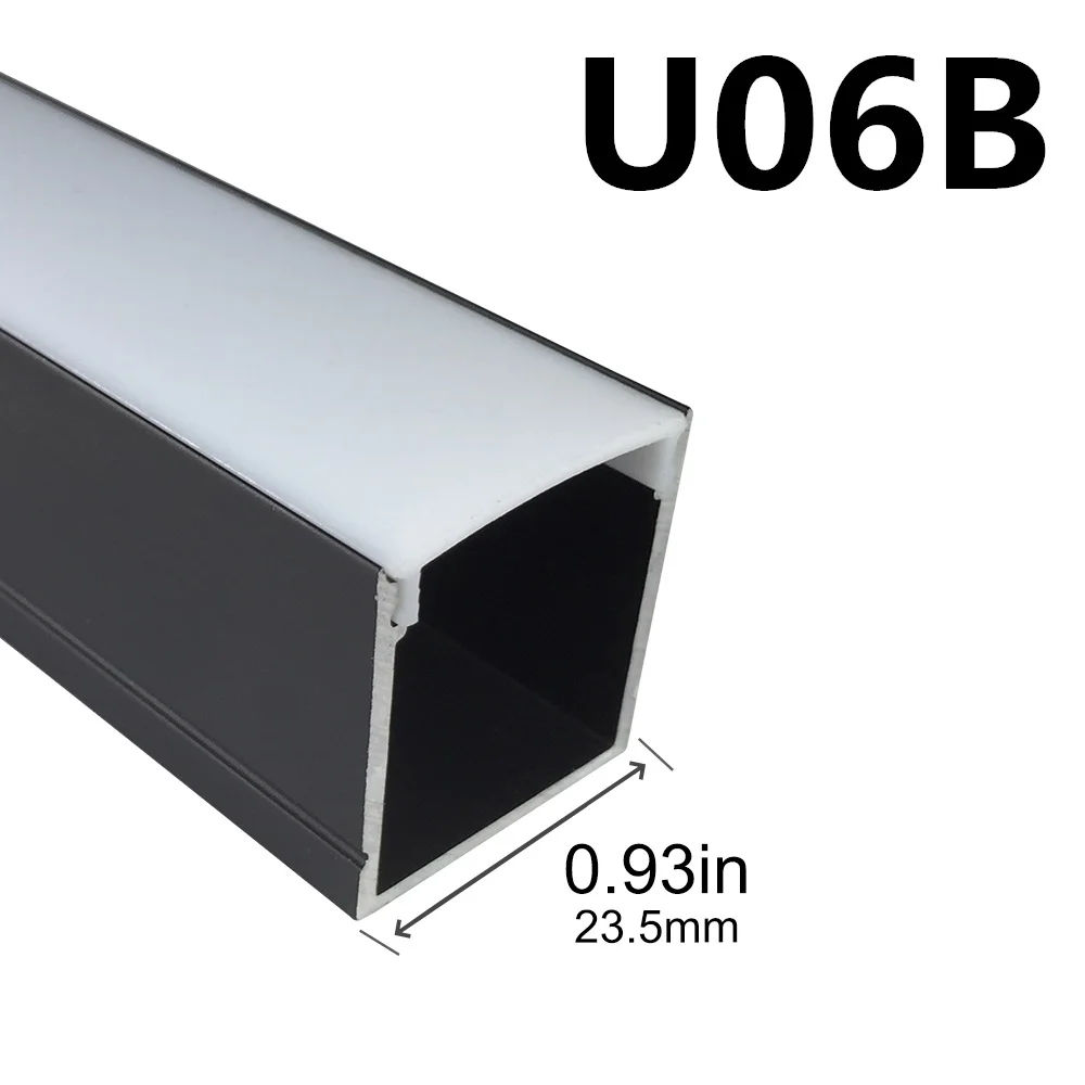 5 компл./лот 1 м(3.3ft) алюминиевый профиль для светодиодной ленты светильник черный U форма 24 мм алюминиевый штранг-прессования с молочной оболочкой U06 - Испускаемый цвет: black