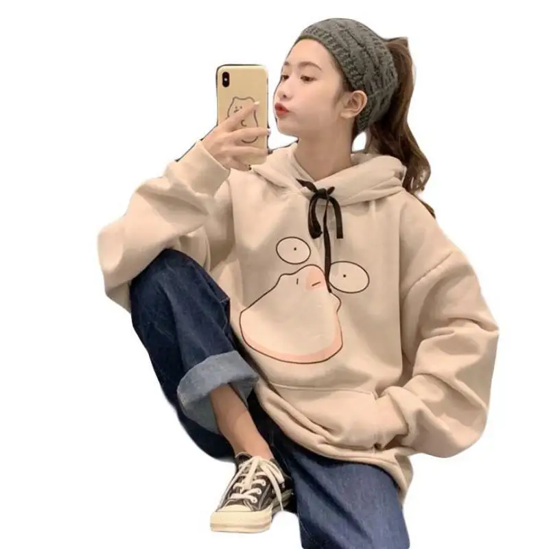 

2021 190g Autumn/Winter Pikachu Hoodie Sweater Ladies Japanese Anime Thick Mid-Length Loose Oversized Cute Blouse Passionate