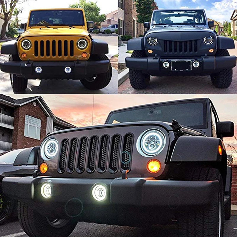 2X7 дюймов круглый светодиодный фары проекционный комплект фар для Jeep Wrangler JK TJ LJ lada niva 4x4 suzuki samurai Hummer H1 H2