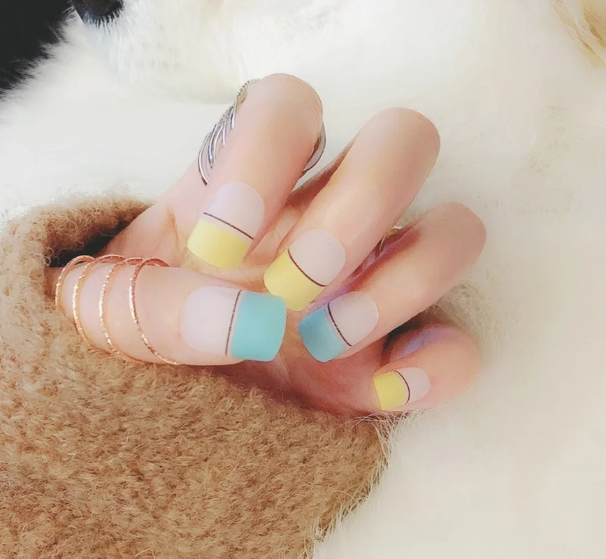 New Small Fresh Fake Nails Finished Hand Frosted Matte Patch DIY Nail Salon Tools 24pcs/box | Красота и здоровье