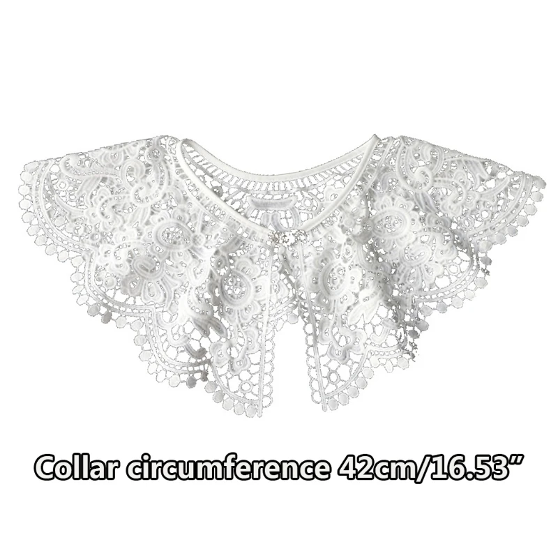 

Vintage Hanfu Style Decorative False Fake Collar Shawl Hollow Out Embroidery Floral Lace Detachable Necklace Half Shirt