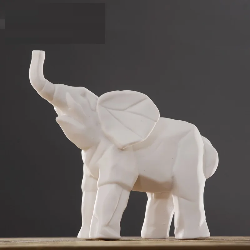 

GEOMETRIC ORIGAMI ELEPHANT STATUE FIGURINE ANIMALS ART SCULPTURE RESIN ART&CRAFT HOME DECORATION ACCESSORIES LIVING ROOM R2514