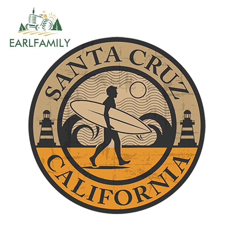 EARLFAMILY, 13 см x 13 см, автомобильный стиль, Санта-Круз, California, Виниловая наклейка, для iPad, ноутбука, автомобиля, для серфинга, Cali, США, водонепроницаемая, автомобильная наклейка