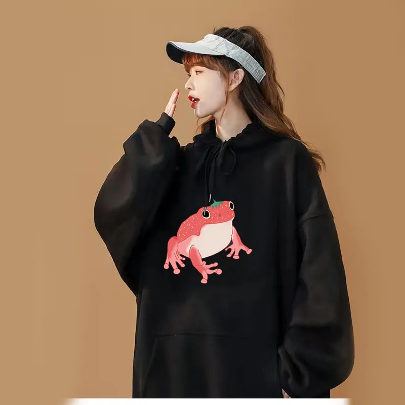 

Женская толстовка с капюшоном и принтом лягушки, в стиле Харадзюку