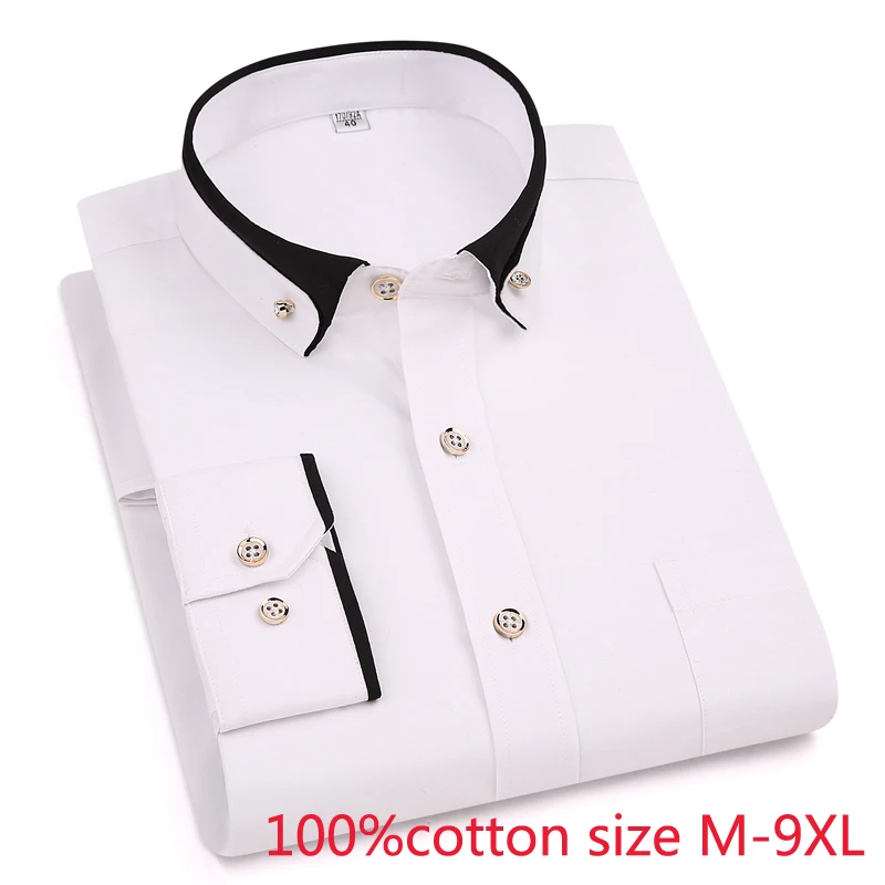 Новое поступление весна-осень мужские официальные очень большие рубашки из