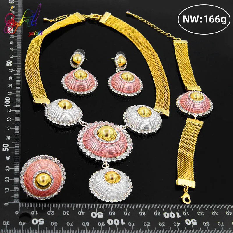 Yulaili модное Золотое триколор ожерелье серьги браслет кольцо для женщин вечерние