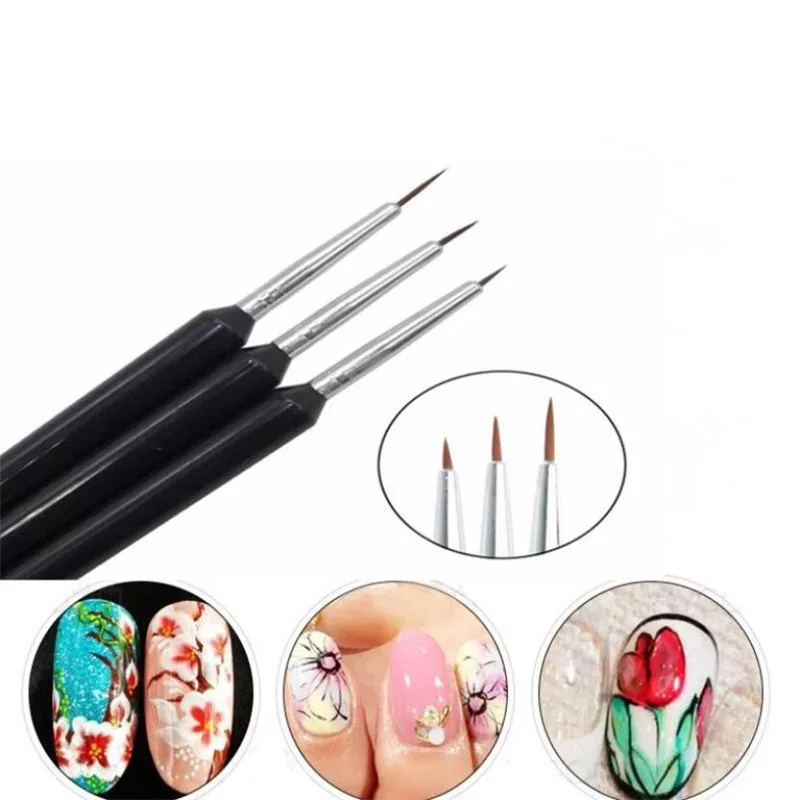 

3Pcs/Set New Fashion Nail Art Brushes Acrylic French Painting Brush Design Stripes Lines Liner DIY Drawing Pen Manicure Tools
