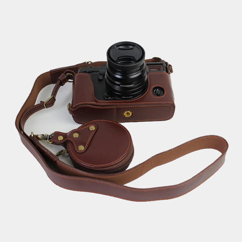 

real Genuine Leather Case Camera bag For Fujifilm X-Pro II III Xpro2 X-PRO3 camera half Cover shell shoulder strap and mini case
