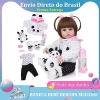 48cm baby doll bebe reborn 100 silicone panda brown eye can take bath sent from brazil
