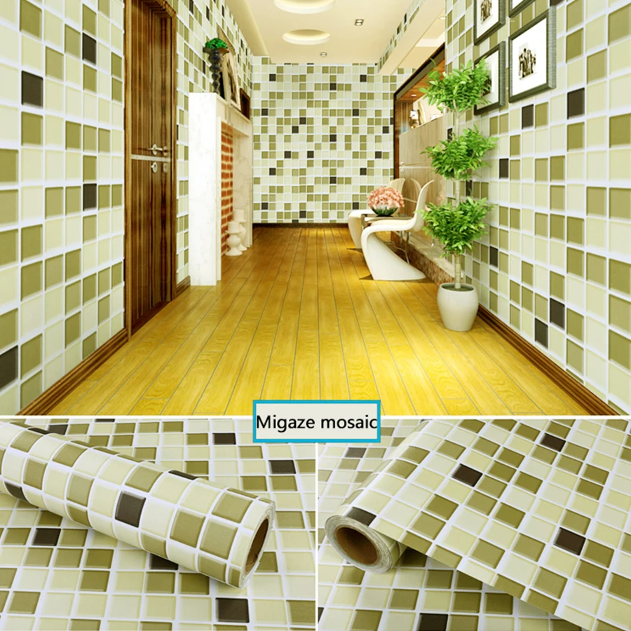 Yunpoint Kitchen Oil-Proof Diy Decorative Film Waterproof Self-Adhesive Wallpaper Bathroom Toilet Thick Mosaic Tile Wall Sticker |