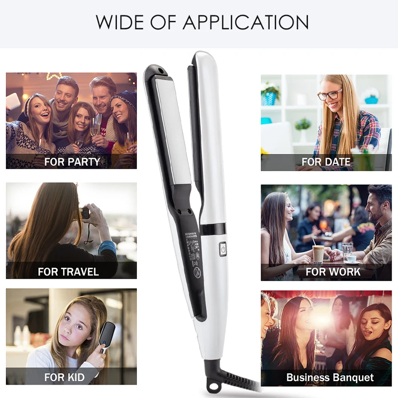 

LED temperature adjustable straighten and curl hair straightener