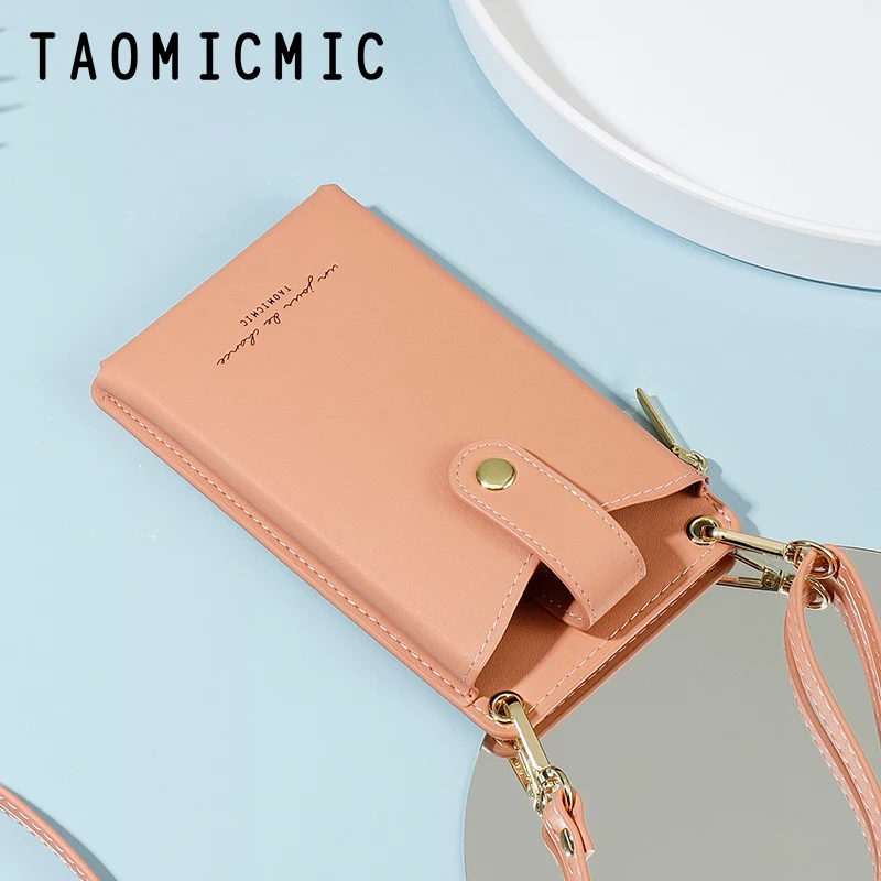 

Womens Wallets Solid Color Leather Mini Shoulder Bag Mobile Phone Purse Card Holders Wallet Coin Purse Handbag Wallet For Women