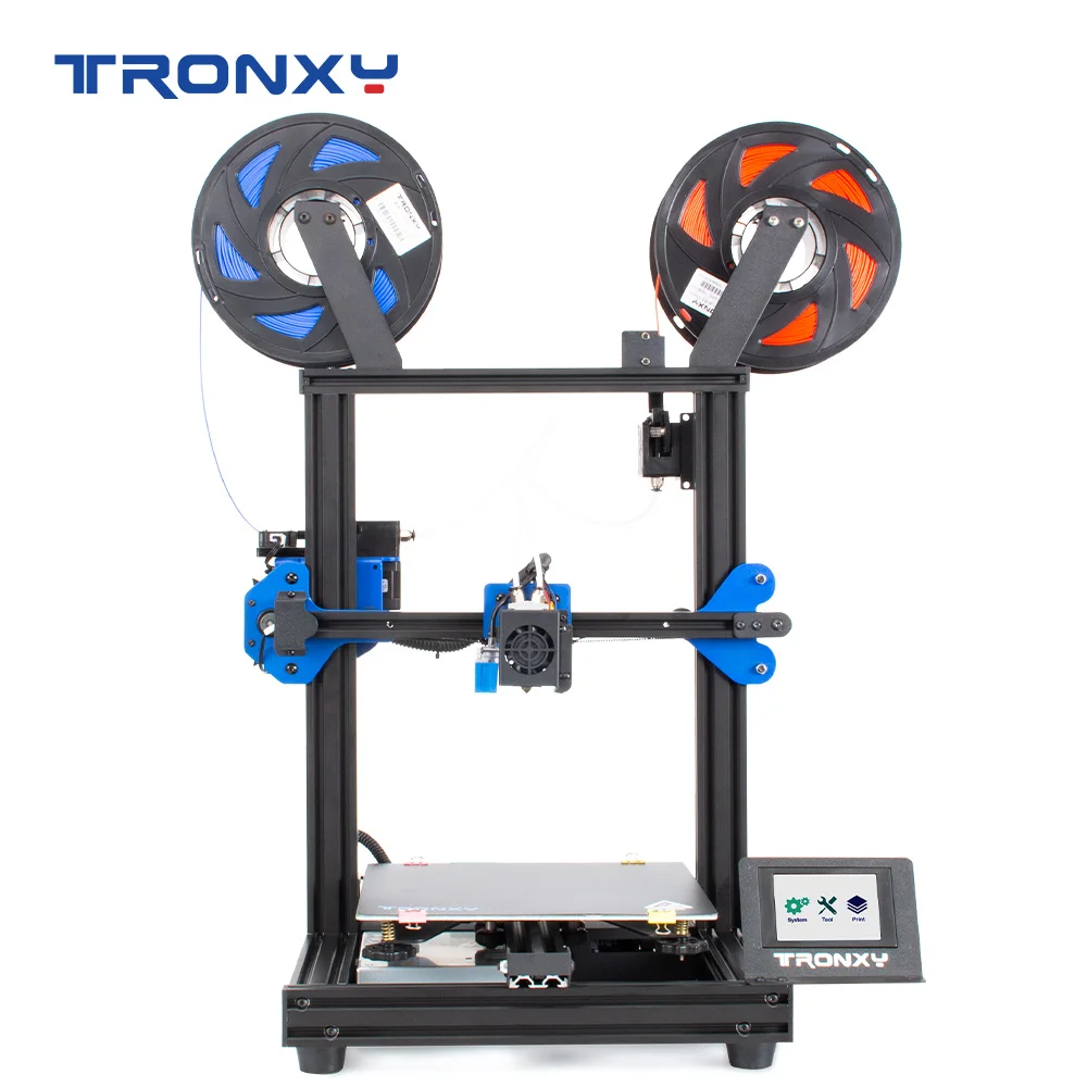 Verkauf Tronxy 2 In 1 Heraus XY-2 PRO 2E 2 Extruder Zwei Farben Kopf Dual Druck 3D Drucker DIY Kits Mit Super Silent & Hohe Genauigkeit