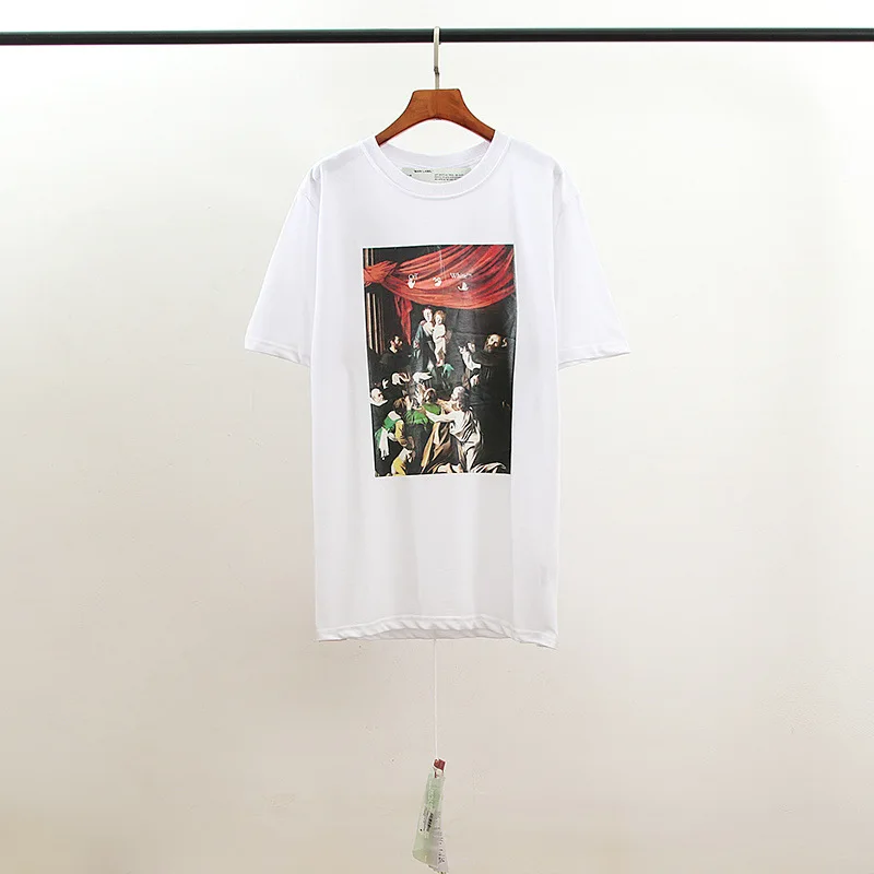 

2021 Ow Arrows Trends Hip Hop Cotton Fashion Short Sleeve T-Shirt Men's Summer Wholesale Picasso Oil Painting Off White T Shirt