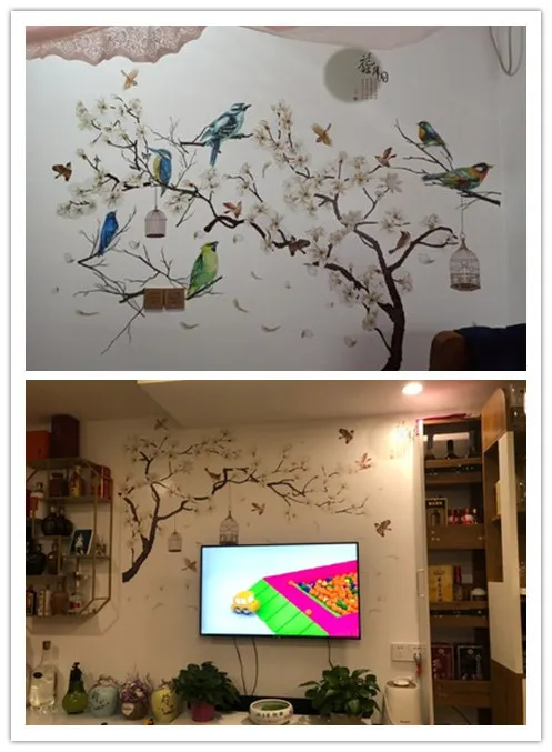 Настенные стикеры в китайском стиле для фона под телевизор самоклеящиеся