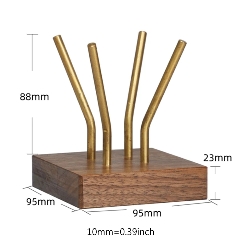 

29EA Black Walnut Wooden Base Brass Hand Coffee Filter Holder Dripper Pot Rack Filter Cup Adjustable Rack Stand Coffee Making