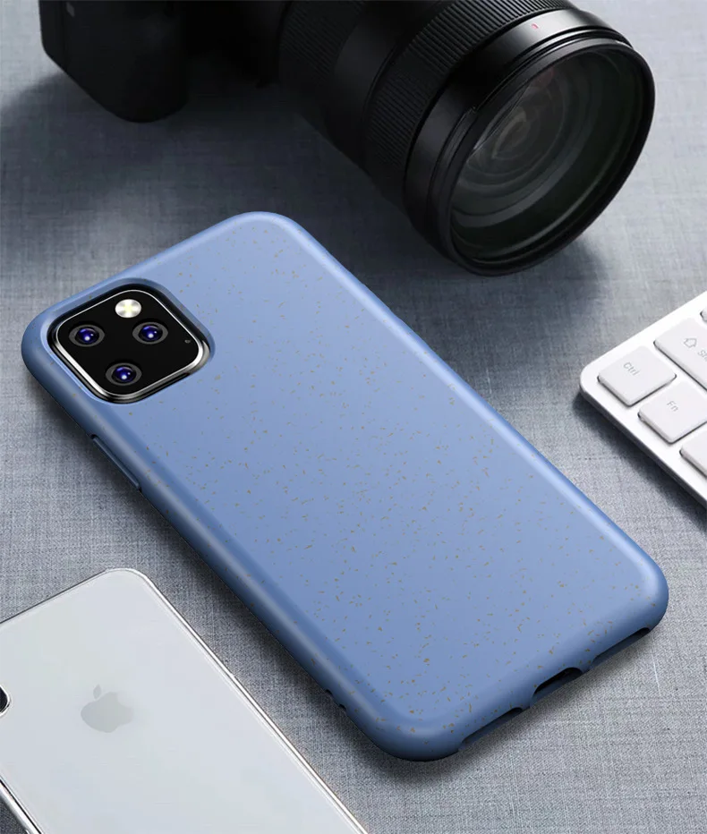 Blue Натуральная Пшеничная солома Матовый ТПУ Защита телефона от падения Чехол для IPhone 6 7 8 Plus X XR XS 11 Pro Max желтый красный черный задний Чехол - Цвет: Blue