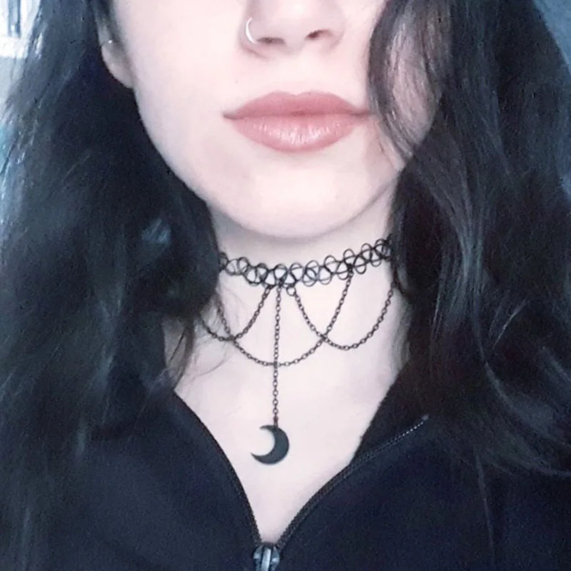 Ожерелье-чокер в виде Луны и Полумесяца | Украшения аксессуары