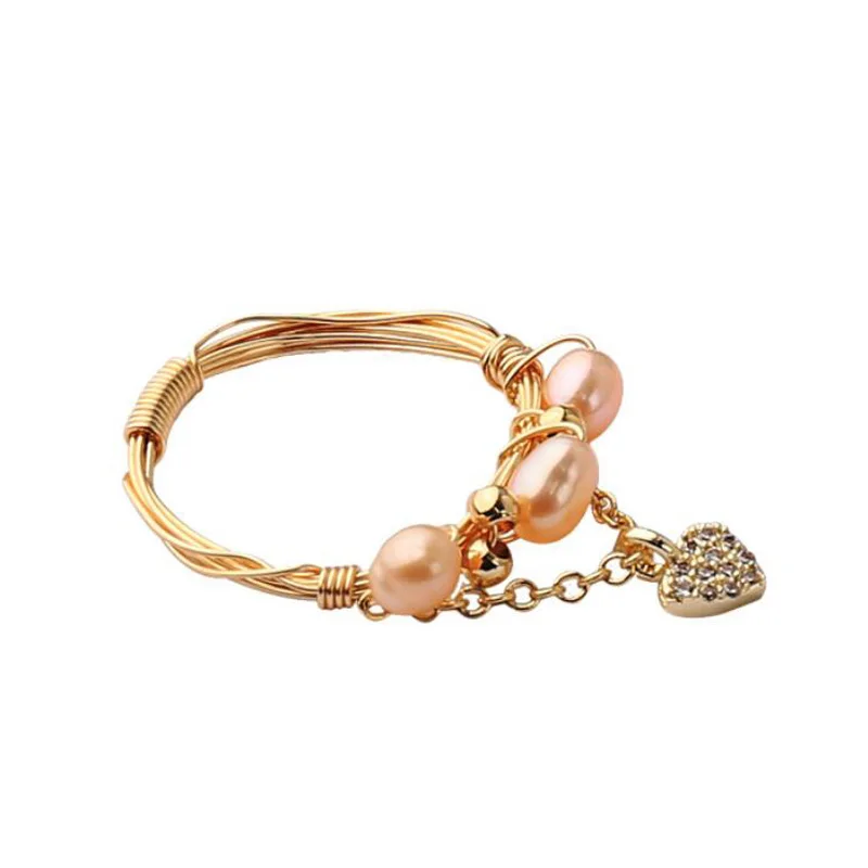 

Heart Pendant Tassel Ring Twist Design Pearl Beads Finger Ring Jewelry For Women Girls Party Handmade Rings Vintage Retro Gifts