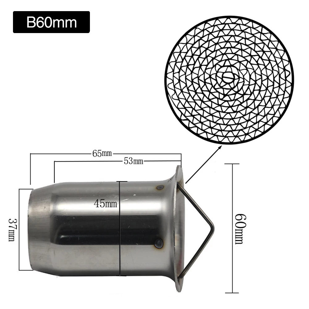 60mm Type B ZSDTRP мотоцикл из нержавеющей стали катализатор выхлопной дБ глушитель для 51 мм/60 мм мотоцикл глушитель - Цвет: 60mm Type B