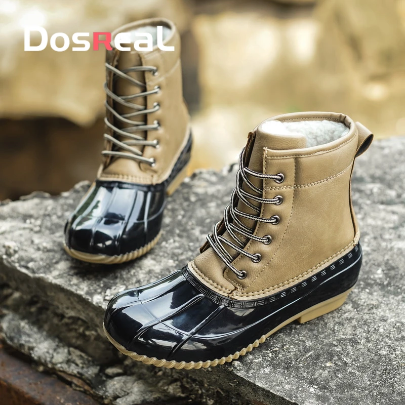 Фото Dosreal/женские ботинки; Женские ботинки на меху с резиновой подошвой; Женские резиновые ботинки; Женская обувь на шнуровке; Зимняя женская обувь №2