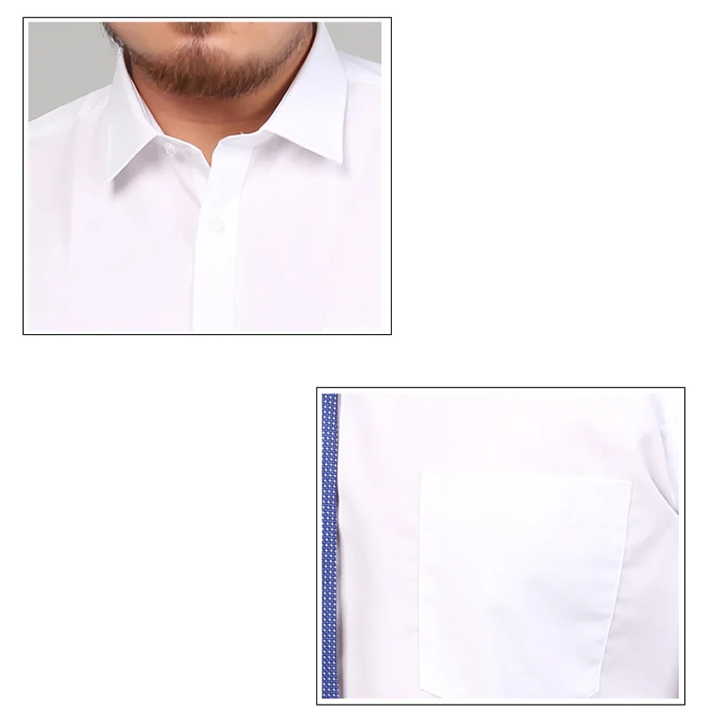 High Quality Non Iron White Shirts for Mens Business Clothing 7XL 8XL Plus Size Dress Shirts Male Fat Solid Color Formal Blouses images - 6