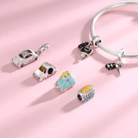 hot sale car keys sterling silver 925 charms pendant beads fit jiuhao bracelets for diy jewelry making