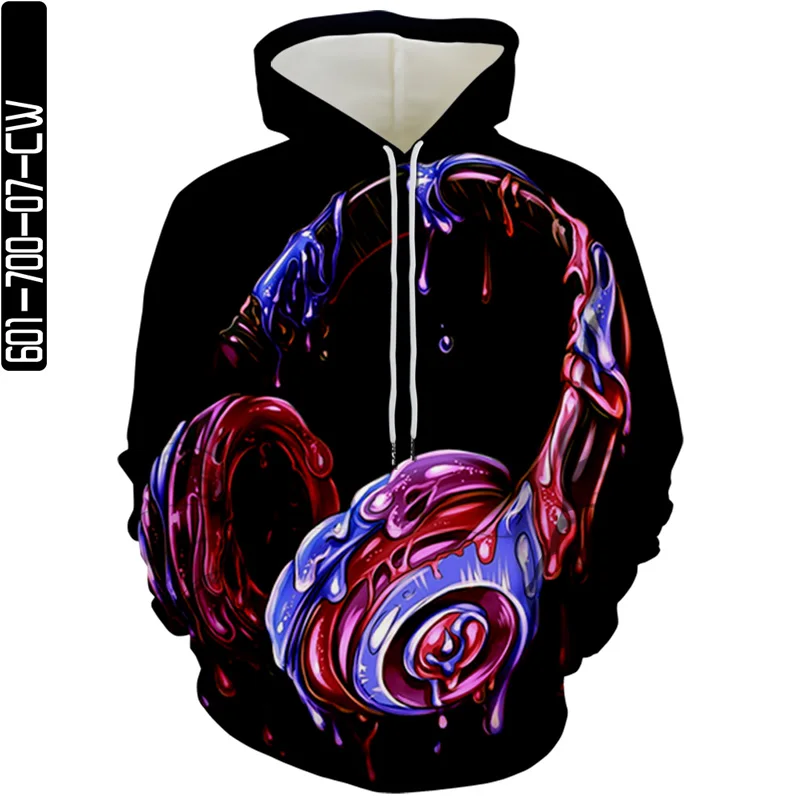 

Spring and Autumn Hot Sale 3D Printing Men's and Women's Hoodie Fashion Music Element Pullover Black Casual Sports Hoodie