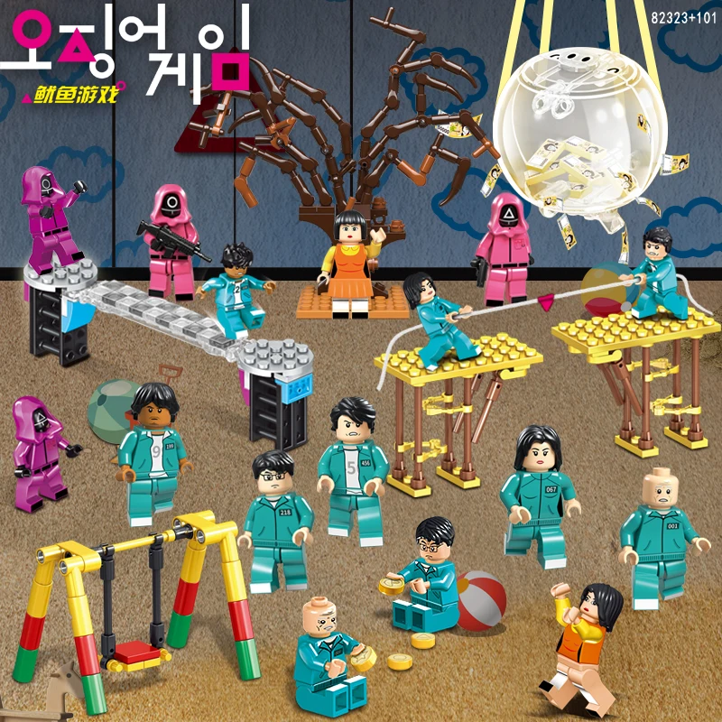 

Игра «кальмар», строительные блоки, Лидер продаж, NPC солдат круглой формы, шесть обучающих игрушек, рождественский подарок для детей