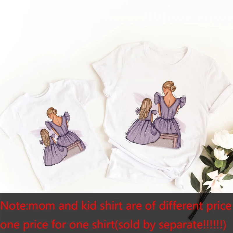 Забавная летняя Одинаковая одежда для всей семьи кавайная белая футболка мамы и