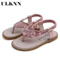 ulknn 2021 summer new girls rhinestone thong sandals korean female baby princess shoes roman sandals and slippers