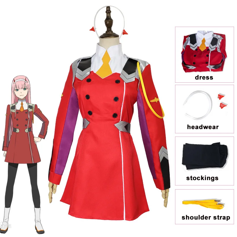 Аниме одежда Zero Two Косплей Костюм любимый в FRANXX 02 женская юбка платье красное