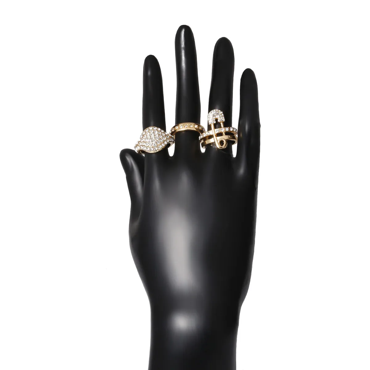 

Purui Crystal Rings for Women Rhinestones Engagement Wedding Finger Ring 3Pcs/Set Gold Color Bohemian Luxury Fashion Jewelry